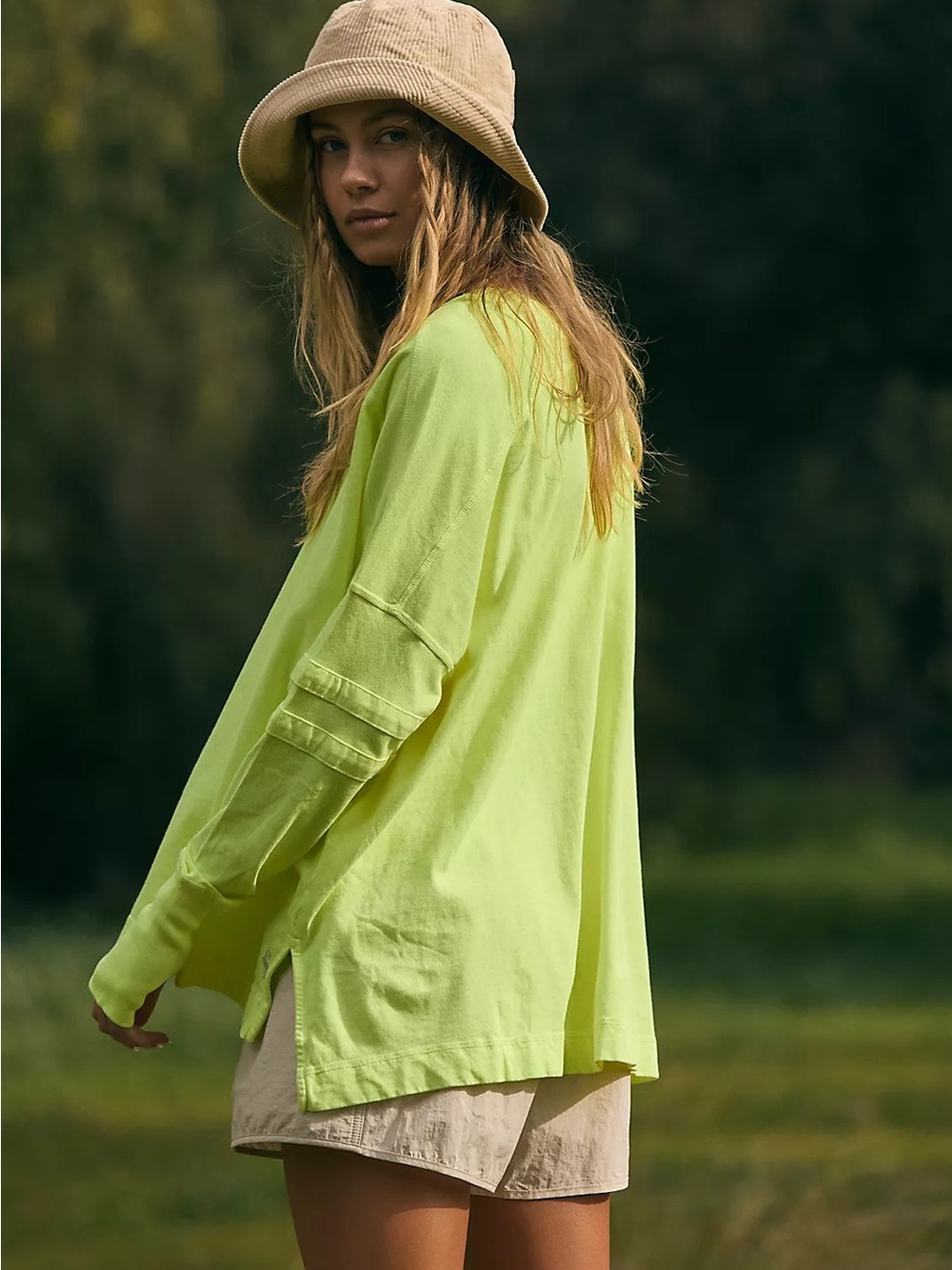 Free People Movement All Star Layer top lime green women's medium lounge Active